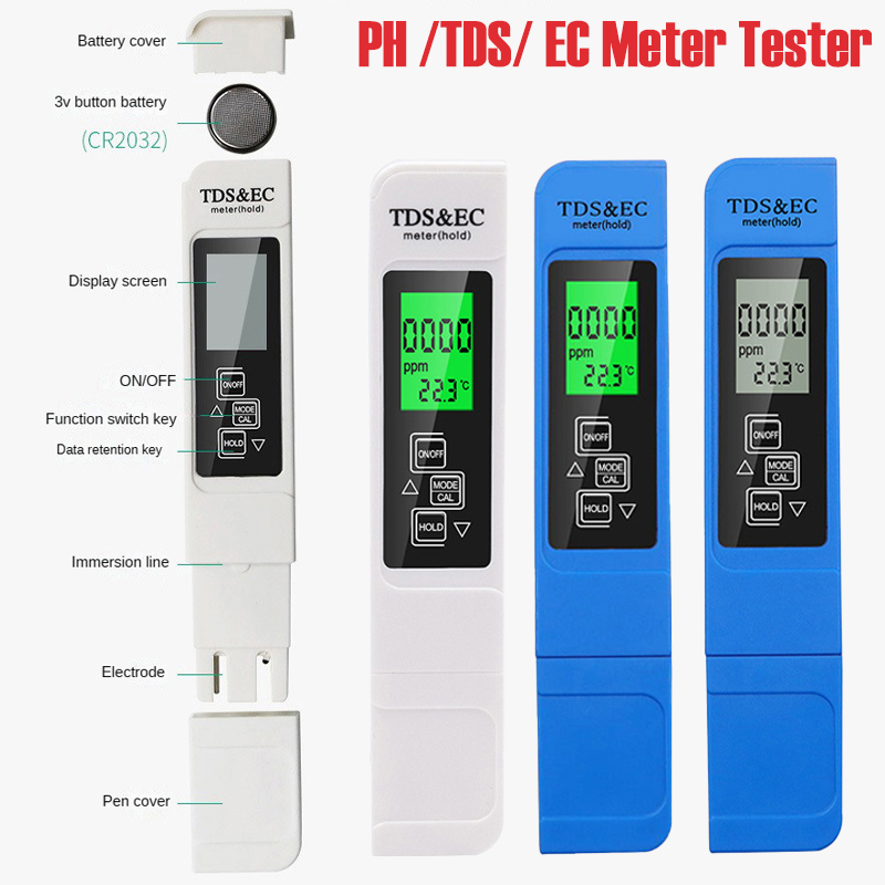 Marine Aquarium Water Analyzer - Misuratore 3 in 1 TEMP/TDS/EC, Termometro